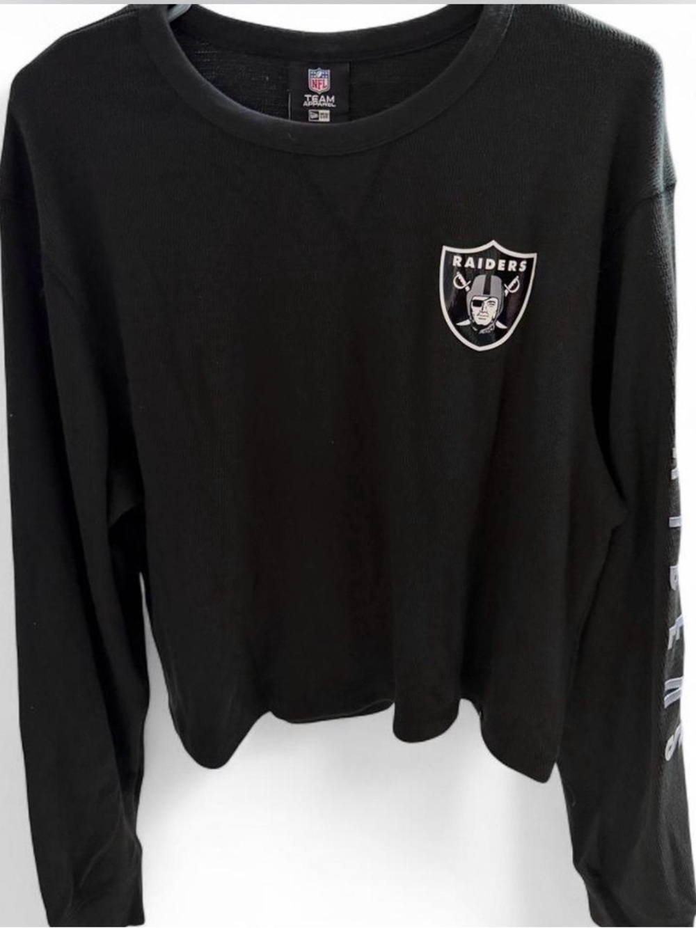 Las Vegas Raiders New Era Women’s Cropped Long Sleeve Top Black Large NFL